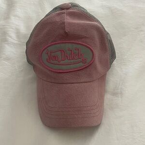 Von Dutch Pink and Gray suede Trucker Cap